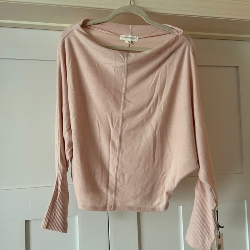 pink wide neck sweater